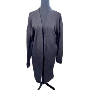 Spiritual Gangster Womens Black Sherpa Lined Cotton Fleece Duster Cardigan S